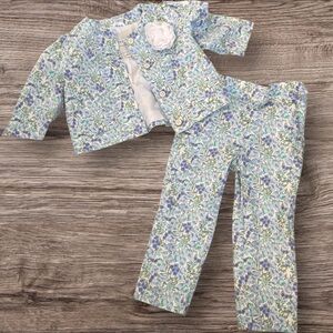 Janie and Jack Blue and White floral suit Set